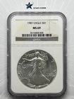 1987 Silver Eagle NGC MS69 Brown Label