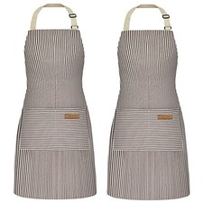 2 Pack Cooking Aprons for Women with Pockets, Adjustable Kitchen Bib Taupe