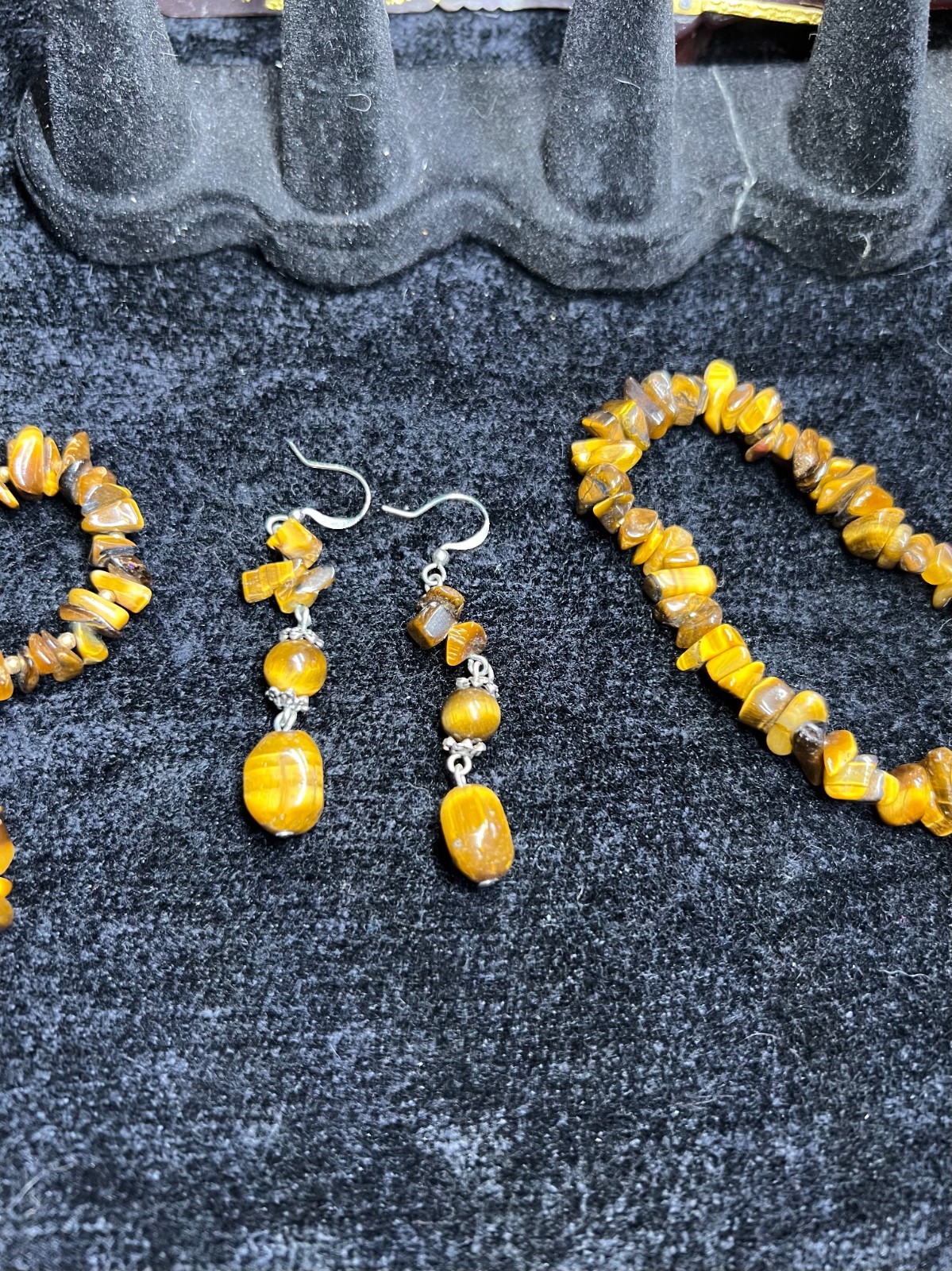 Vintage Tiger Eye  Gemstone Statement Necklace, B… - image 4