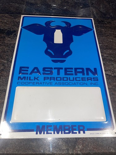 NEVER USED Vintage MEMBER EASTERN MILK PRODUCERS Co-op METAL Barn SIGN, Dairy