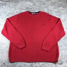 Vintage Chaps Pullover Sweater Men's XL Red Cable knit Crew Neck Preppy Cotton
