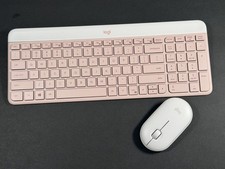 Logitech K470 Slim Wireless Keyboard Rose  Pebble i345 Bluetooth Mouse White