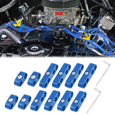 2 Set 8mm Universal Car Engine Spark Plug Wire Separator Looms Dividers Blue
