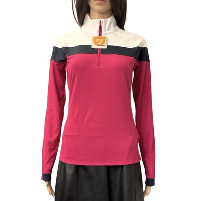 Puma Womens 1/4 Zip Top Size XS Long Sleeves Pink Navy White Golf Jacket NWT $75