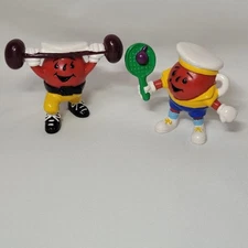 Kool Aid Man 2" PVC Figures Weightlifter and Tennis Player Vintage 1990's Kraft