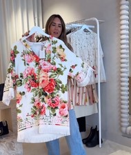 Zimmermann White and Pink Rose Print Hooded Kaftan Mini Dress Size 0 (Au 8/US 4)