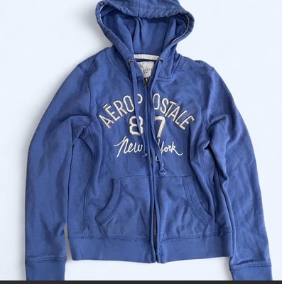Y2K Aeropostale Zip Up Hoodie Embroidered Logo Womens M Casual Vintage NY Spell
