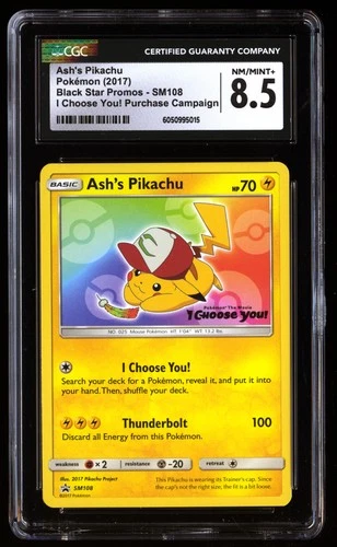 CGC 8.5 Ash's Pikachu SM108 Pokémon Black Star Promos 2017 English