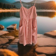 Forever 21 Women's Mini Red Poka Dots Dress Size Small Spaghetti Strap Stretch