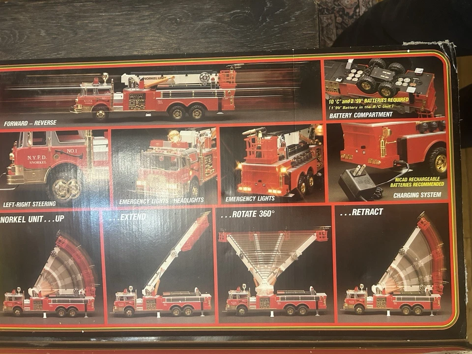 全新 明亮 消防车 1988 The Snorkel 卡车 N.Y.F.D 带盒 罕见 纽约 复古 — 第 3/4 张图片