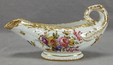 Eugene Clauss / Bourdois & Bloch Paris Hand Painted Floral & Gold Sauce Boat