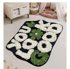 You Look Good Black and White And Green Bath Mat Funny Cute Bathroom Decor