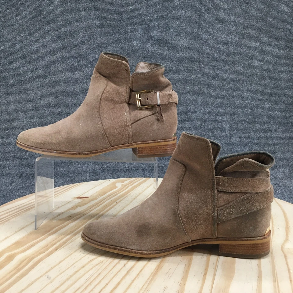Michael Kors Botas Mujer 7.5 M Botines Beige Cuero Hebilla Tacones Cubanos Foto 2 de 4