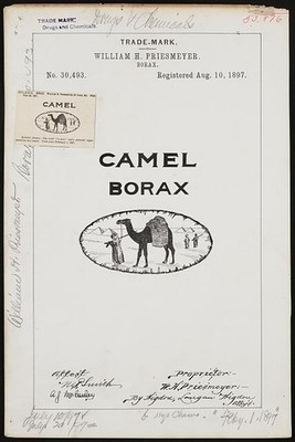 Photo:William H Priesmeyer Camel Borax Trademark 1897 Camel Brand Label