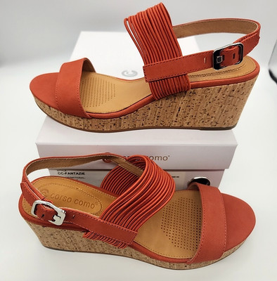 Corso Como Coral Slingback Cork Wedge Strappy Sandal 8 M Open Toe ''Fantazie''