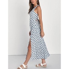 NWT Lulus Flirty Fave Ivory Floral Print Tie-Back Midi Dress Small