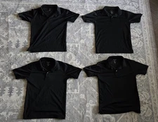 Lot Of Four (4) George Youth Size L 10-12 Polo Shirts 100% Polyester Black