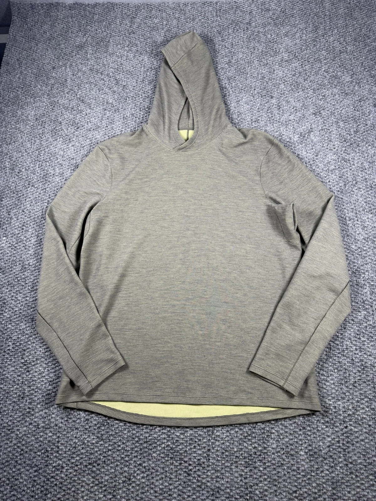 Lululemon Hoodie Mens Medium Green Thermal Knit Pullover Long Sleeve Waffle Logo