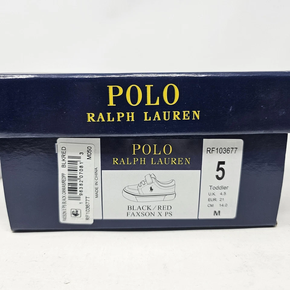Polo Ralph Lauren Shoes Toddler Size 5 Black Red Faxson X PS Low Top - Image 2 of 4