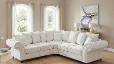 New Verona 2C2 Corner Sofa – White Plush Velvet with cushions – 240cm x 240cm