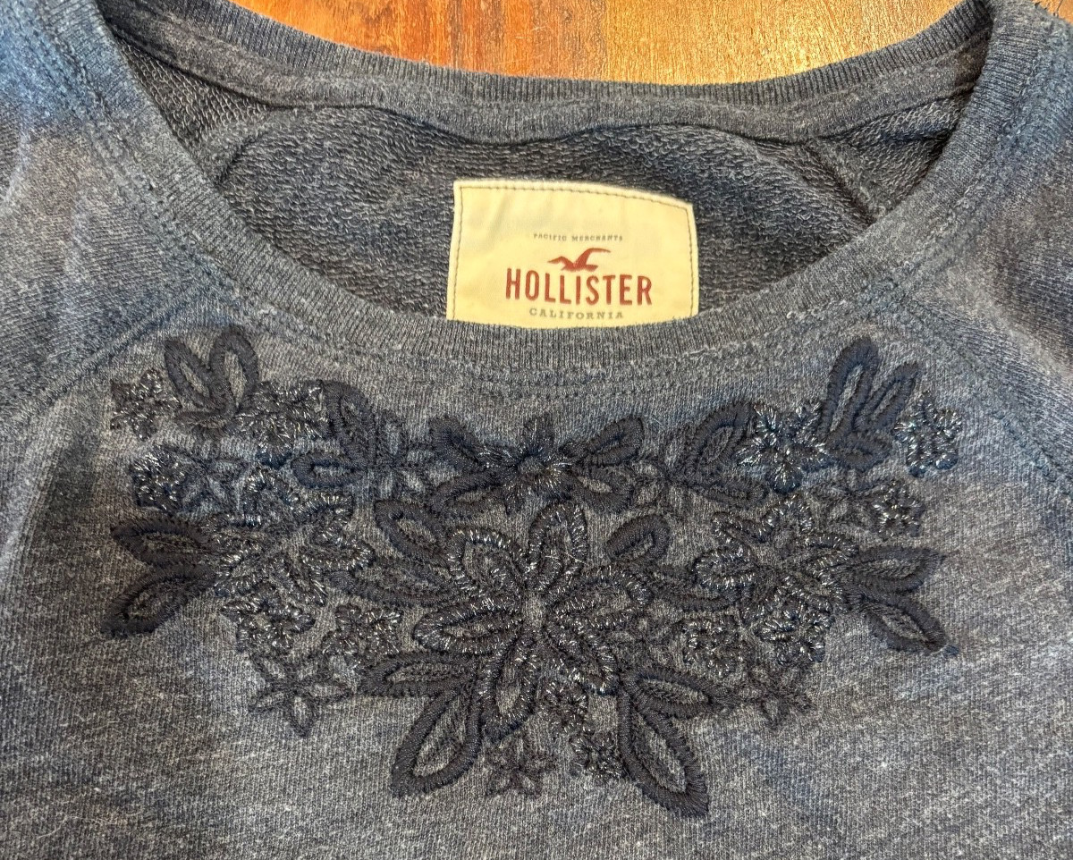 rare vtg Hollister California 1922 heathered sweatshirt embroidered beads sz M image 4