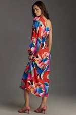 Anthropologie Farm Rio One Shoulder Slim Floral Midi Dress- Small