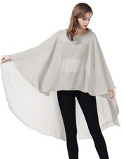 BEAUTELICATE High Low Shawl Chiffon Capelets Wedding Bridal Cape Sheer Overla...