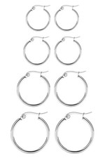 4Pairs Titanium Hoop Earrings for Sensitive Ears Thin Hypoallergenic Titanium...
