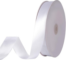 1 inch x 50 Yards Double Faced White Polyester Satin Ribbon for Gift Wrapping,We