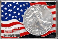 2018 $1 Silver American Eagle and a 2 Oz American Flag Silver Bar + Bonus