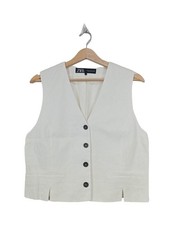 ZARA Smanicato lavorato a maglia Donna Smanicato Taglia IT 42 bianco