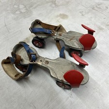 Vintage Sears Roebuck Co. Flyaway Metal Wheel Roller Skates w/ straps 610-23129