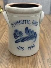 Rockdale 7” Union Stoneware Crock Cambridge Pottery Salt Glaze 1990 Plymouth OH