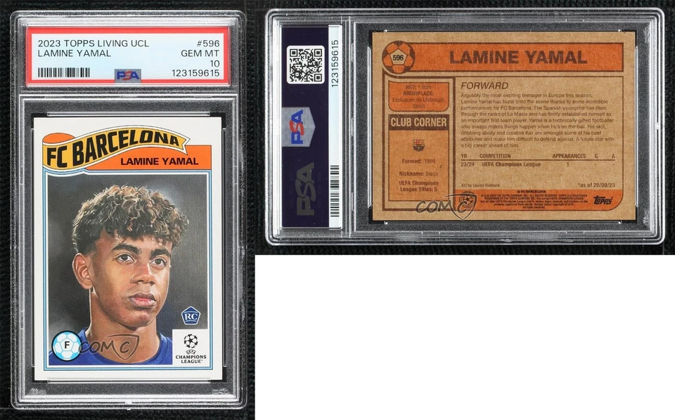 2023 Topps UCL Living Set /8822 Lamine Yamal #596 PSA 10 GEM MT Rookie RC - Image 3 of 3