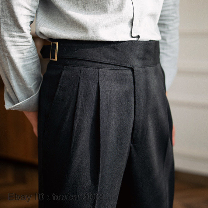 パンツ ON PARIS 5tuck slacks vintage Mens Gurkha High Waist Straight Retro Paris Buckle Pants