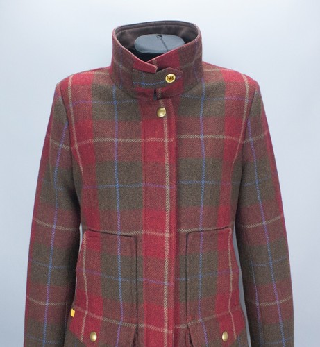 Joules Field Coat Size UK 10 US 6 Red Bright Tartan Tweed Wool Country Jacket - Picture 7 of 24