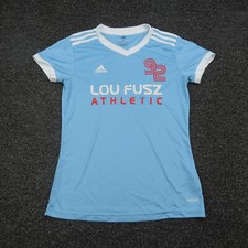 Adidas Shirt Womens Small Blue Aeroready Soccer Breathable Workout Gym Ladies