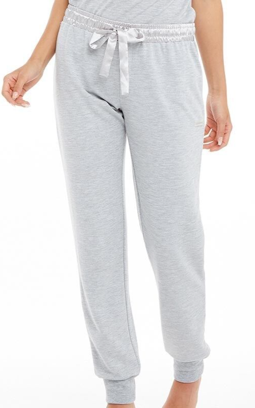 Satin Trim Lounge Trousers Pants Loop Back Cuffed 14 Uk BNWT RRP £34.99 Grey