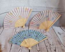 Pretty Silk Fan Lot Of with Flowers Gold Stars Handheld Fan Folding Fans Asian
