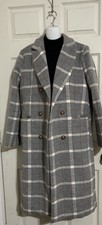 Buddy Love Gray Plaid Wool Blend Long Coat Size L