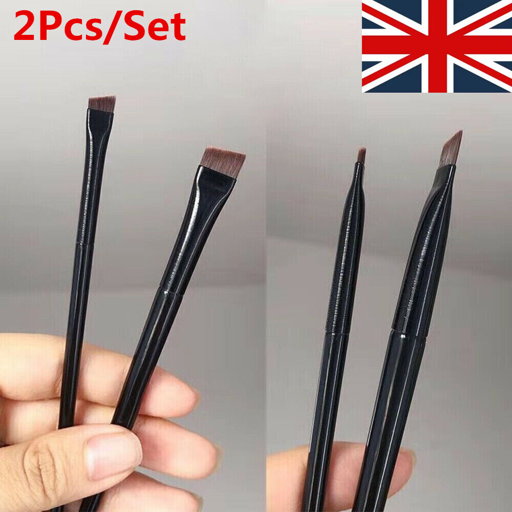 2Pcs Eyebrow Inclined Flat Angled Brush Eyeliner Eyeshadow Eye Brow Makeup