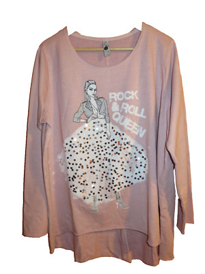   Tredy super trendiges Sweatshirt rosa hinten länger Gr.3 44/46 ungetragen 