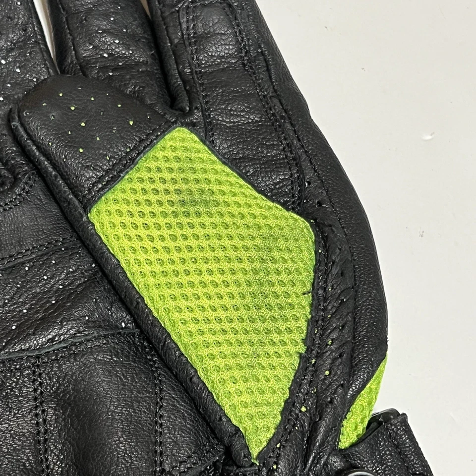 Deslizadores Hechos con Kevlar Negro Verde Guantes Moto Talla L Cuero Cabra Foto 4 de 4