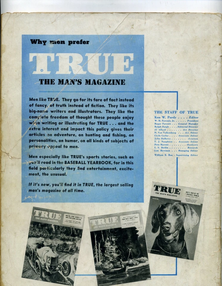 1950 True - The Man's Magazine Baseball Yearbook Ted Williams Cover M858 - Image 2 of 2