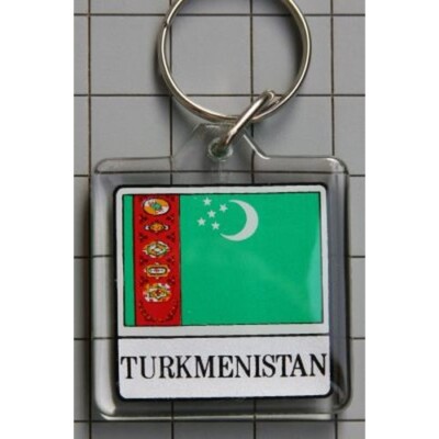 Plastic Keychain Turkmen Flag Car Key Chain Turkmenistan TM