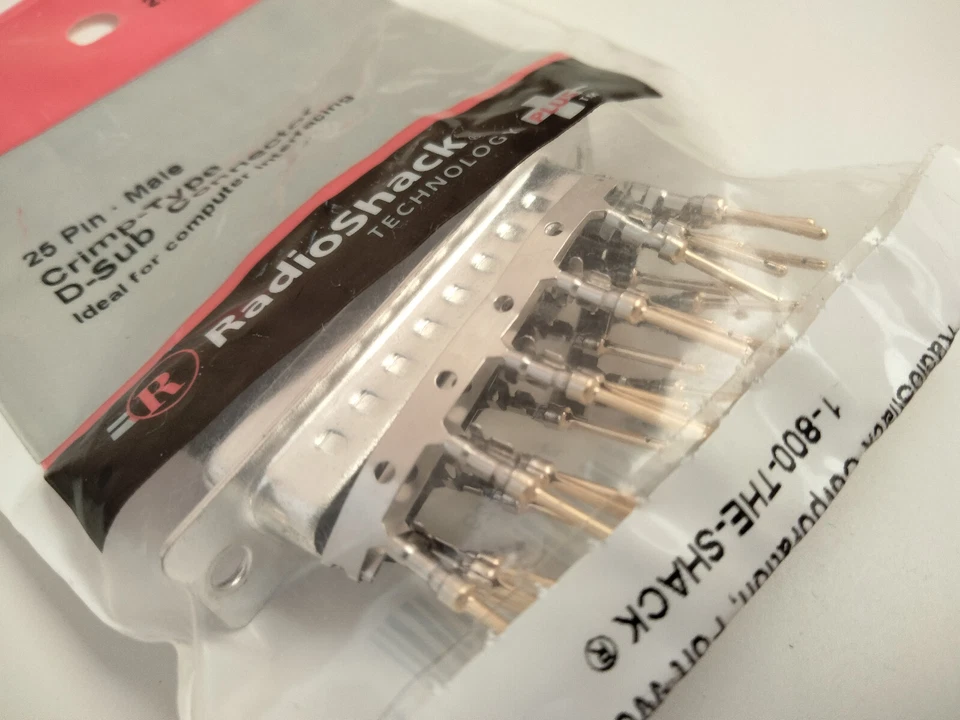 Crimp-Type D-Sub Connector, 25 Pin Male, RadioShack®, for Computer Interfacing - Image 3 of 4