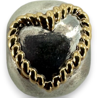 Pandora 925 Sterling Silver Clip Slider Charm 14kt Gold Braided