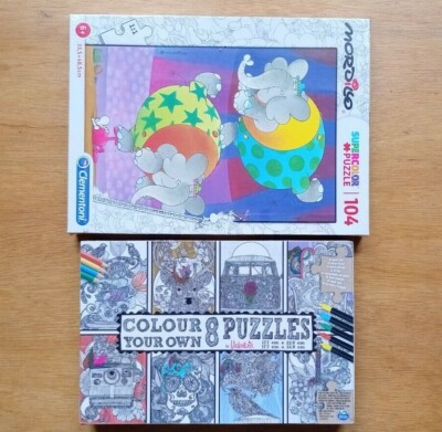 2 BRANDNEUE KINDERPUZZLES FÄRBEN SIE IHRE EIGENEN 8 PUZZLES + CLEMENTONI MORDILLO 104p 