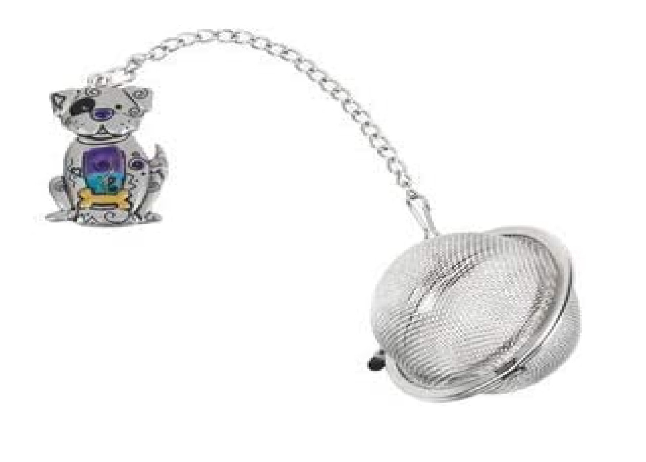 Ganz, ER57974, Tea Infuser Dog, 6 1/2-inch Length 1 1/2-inch Diameter, Silver