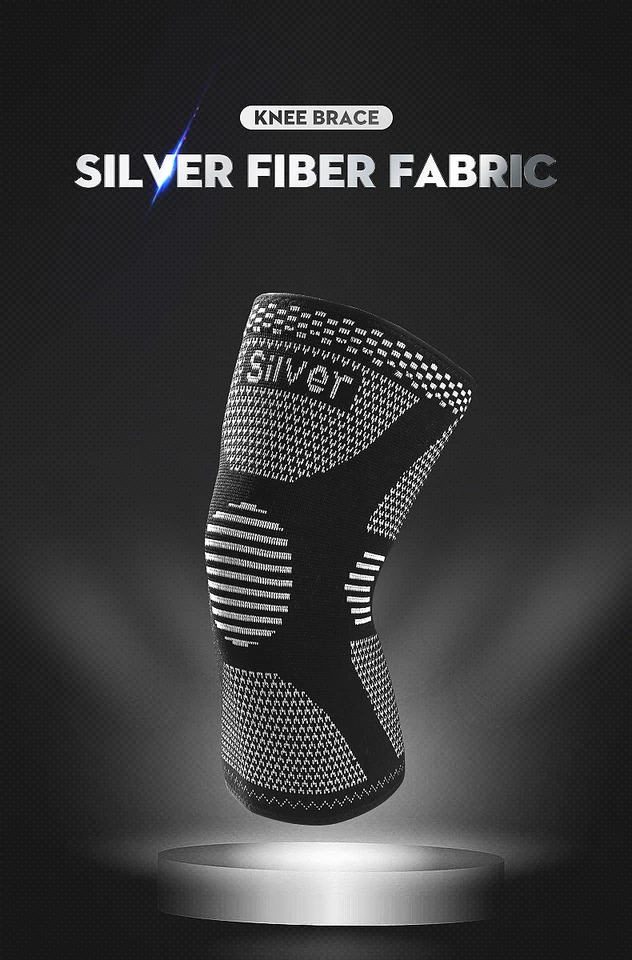 2x Knee Sleeves Copper Silver Compression Brace Support Sport Joint Injury Pain - Image 3 of 4